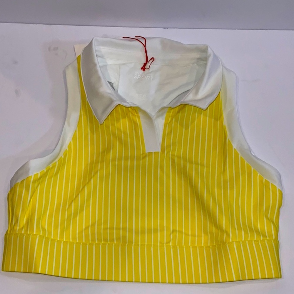 NWT SOLID & STRIPED The Allie collared sports Bra. Daffodil pinstripe. S,M,L